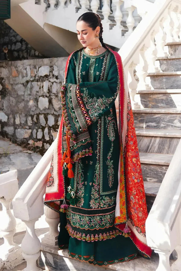 Hussain Rehar 003 Unstitched Luxury Dhanak Heavy Embroidered 3PC Suit