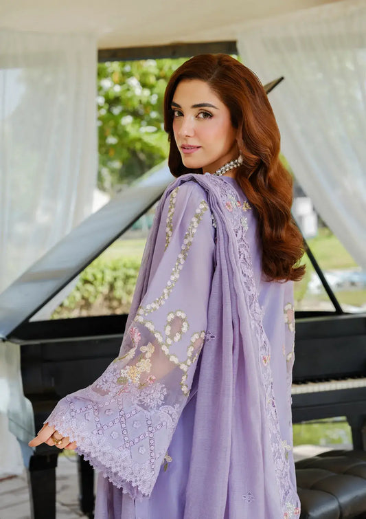 3 Piece Unstitched Heavy Embroidered Chickan Kari Lawn Suit ( Four-sided Embroidered Cotton Net Dupatta )