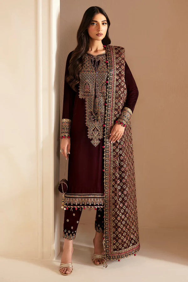 Jazmin 010 Unstitched Luxury Velvet Heavy Embroidered 3PC Suit