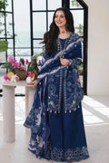 Qalamkar - 3PC Unstitched Lawn Embroidered Shirt with Embroidered Khaddi Net Dupatta and Trouser - RF1478