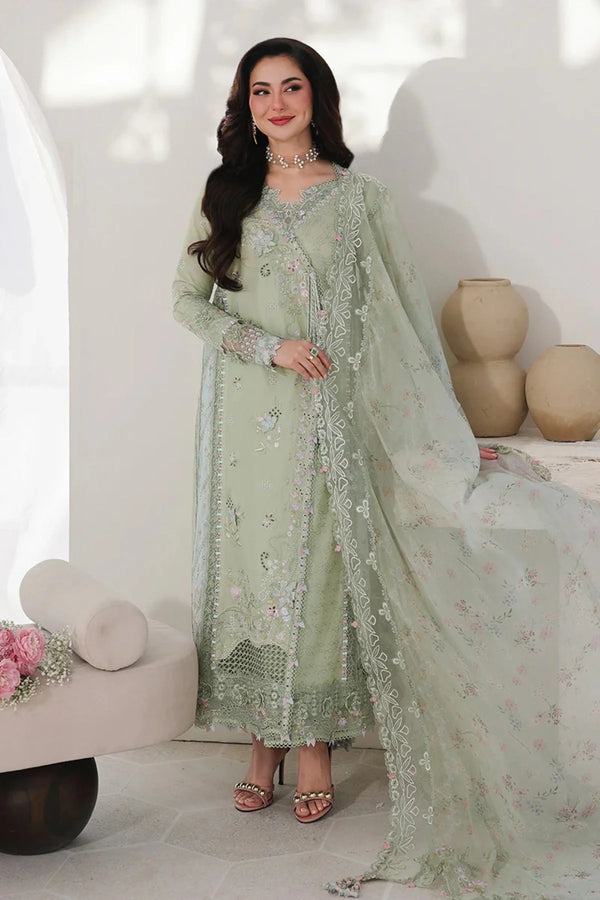 Qalamkar - 3PC Unstitched Lawn Embroidered Shirt with Monar Printed Embroidered Dupatta and Trouser