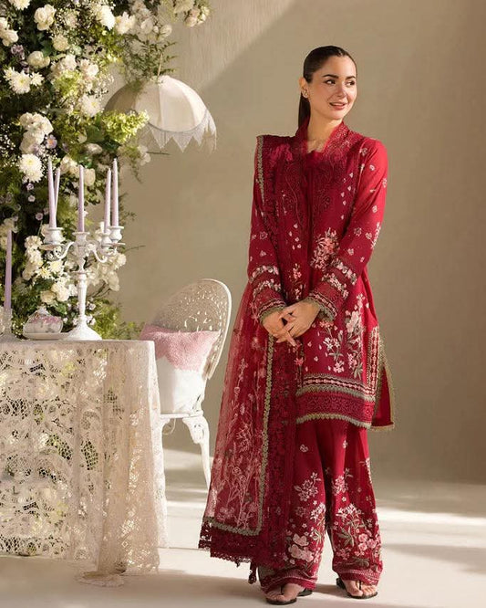 Sobia Nazir 3PC Unstitched Luxury Lawn Heavy Embroidered Suit