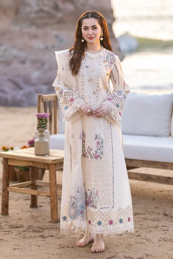 Qalamkar 3PC Unstitched Luxury Lawn Chikenkari Heavy Embroidered Suit