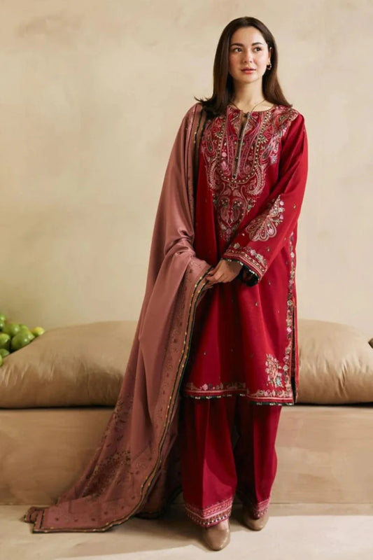 Zara Shahjahan 010 Unstitched Luxury Dhanak Heavy Embroidered 3PC Suit