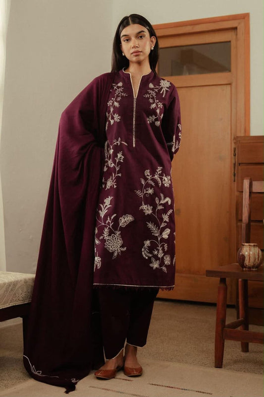 Zara Shahjahan Premium Quality Embroidered 3 Piece