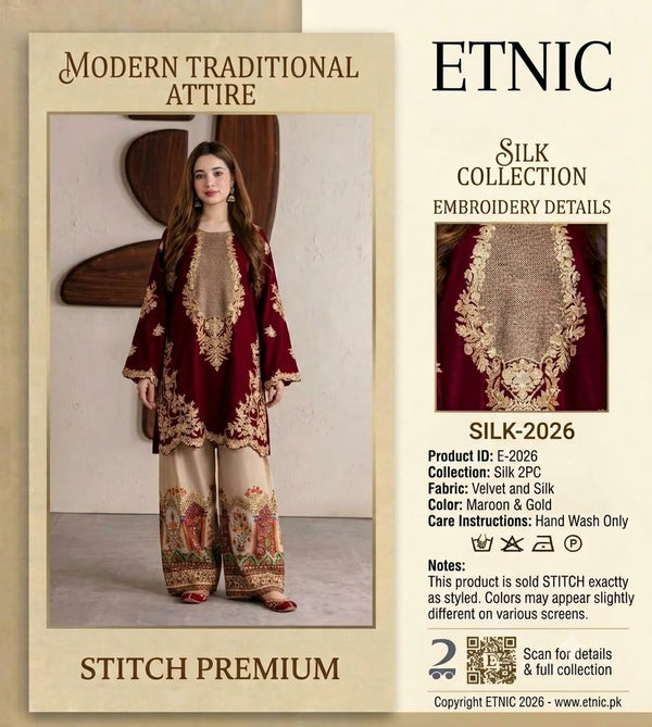 ETHNIC ELEGANT EMBROIDERED SILK 2PC