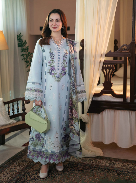 Jade 3PC Unstitched Luxury Lawn Chikenkari Heavy Embroidered Suit