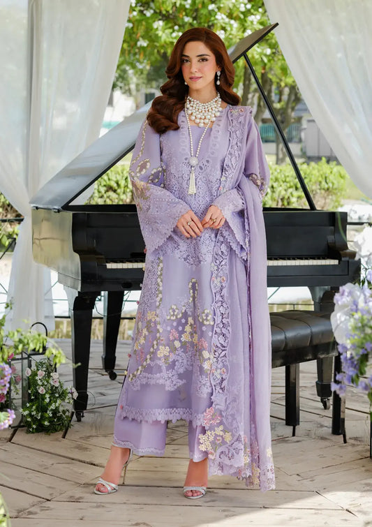 3 Piece Unstitched Heavy Embroidered Chickan Kari Lawn Suit ( Four-sided Embroidered Cotton Net Dupatta )