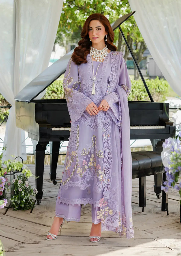 3 Piece Unstitched Heavy Embroidered Chickan Kari Lawn Suit ( Four-sided Embroidered Cotton Net Dupatta )